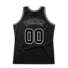 Load image into Gallery viewer, Custom Black Black-White Authentic Throwback Basketball Jersey
