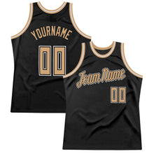 Load image into Gallery viewer, Custom Black Old Gold-White Authentic Throwback Basketball Jersey
