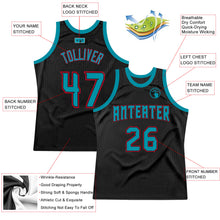 Load image into Gallery viewer, Custom Black Teal-Red Authentic Throwback Basketball Jersey
