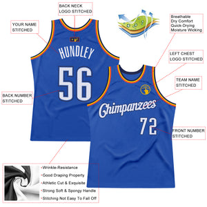 Custom Blue White-Navy Authentic Throwback Basketball Jersey