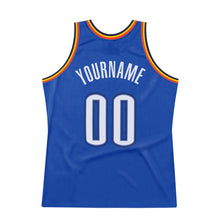 Load image into Gallery viewer, Custom Blue White-Navy Authentic Throwback Basketball Jersey
