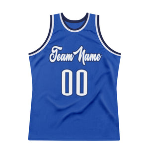 Custom Blue White-Navy Authentic Throwback Basketball Jersey