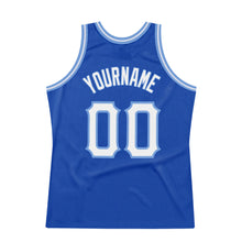 Load image into Gallery viewer, Custom Blue White-Light Blue Authentic Throwback Basketball Jersey
