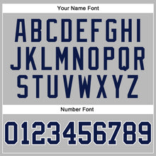 Load image into Gallery viewer, Custom Women&#39;s Gray Navy-White V-Neck Cropped Baseball Jersey
