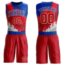Load image into Gallery viewer, Custom Figure Red-Royal Round Neck Sublimation Basketball Suit Jersey

