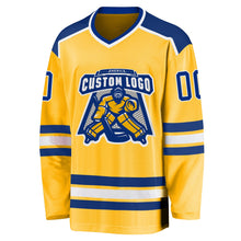 Load image into Gallery viewer, Custom Gold Royal-White Hockey Jersey
