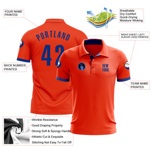 Custom Orange Royal Performance Golf Polo Shirt