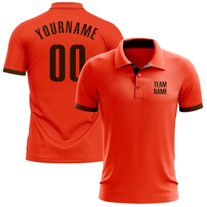 Custom Orange Brown Performance Golf Polo Shirt