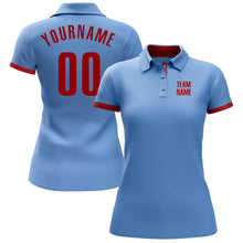 Load image into Gallery viewer, Custom Light Blue Red Performance Golf Polo Shirt
