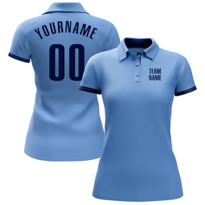 Custom Light Blue Navy Performance Golf Polo Shirt