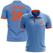 Load image into Gallery viewer, Custom Light Blue Orange Performance Golf Polo Shirt
