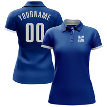 Load image into Gallery viewer, Custom Royal White Performance Golf Polo Shirt
