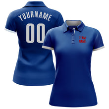 Load image into Gallery viewer, Custom Royal White-Red Performance Golf Polo Shirt
