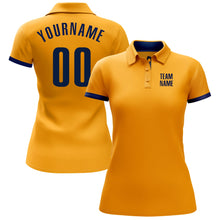 Load image into Gallery viewer, Custom Gold Navy Performance Golf Polo Shirt
