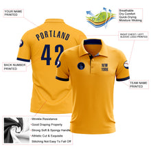 Load image into Gallery viewer, Custom Gold Navy Performance Golf Polo Shirt
