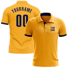 Load image into Gallery viewer, Custom Gold Navy Performance Golf Polo Shirt
