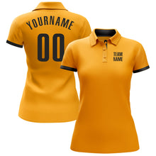 Load image into Gallery viewer, Custom Gold Black Performance Golf Polo Shirt
