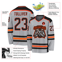 Load image into Gallery viewer, Custom Gray Black-Orange Hockey Jersey
