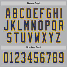 Load image into Gallery viewer, Custom Gray Navy-Gold Hockey Jersey
