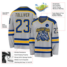 Load image into Gallery viewer, Custom Gray Royal-Gold Hockey Jersey
