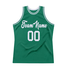 Load image into Gallery viewer, Custom Kelly Green White Authentic Throwback Basketball Jersey

