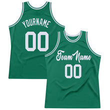 Load image into Gallery viewer, Custom Kelly Green White Authentic Throwback Basketball Jersey
