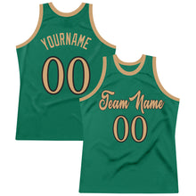 Load image into Gallery viewer, Custom Kelly Green Old Gold-Black Authentic Throwback Basketball Jersey

