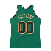 Load image into Gallery viewer, Custom Kelly Green Black-Old Gold Authentic Throwback Basketball Jersey
