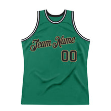 Load image into Gallery viewer, Custom Kelly Green Black-Old Gold Authentic Throwback Basketball Jersey
