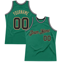 Load image into Gallery viewer, Custom Kelly Green Black-Old Gold Authentic Throwback Basketball Jersey
