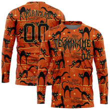 Load image into Gallery viewer, Custom 3D Pattern Happy Halloween Black Cats Spiders Long Sleeve Performance T-Shirt
