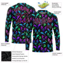 Load image into Gallery viewer, Custom 3D Pattern Bright Multicolored Halloween Bats Long Sleeve Performance T-Shirt

