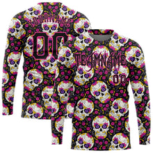 Load image into Gallery viewer, Custom 3D Pattern Halloween Skulls With Floral Long Sleeve Performance T-Shirt
