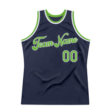 Load image into Gallery viewer, Custom Navy Neon Green-White Authentic Throwback Basketball Jersey
