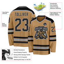 Load image into Gallery viewer, Custom Old Gold Black-Gray Hockey Jersey
