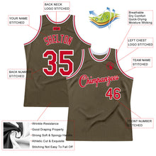 Load image into Gallery viewer, Custom Olive Red-White Authentic Throwback Basketball Jersey

