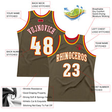 Load image into Gallery viewer, Custom Olive White-Red Authentic Throwback Basketball Jersey
