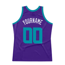 Load image into Gallery viewer, Custom Purple Teal-White Authentic Throwback Basketball Jersey
