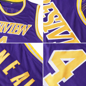 Custom Purple White-Silver Gray Authentic Throwback Basketball Jersey