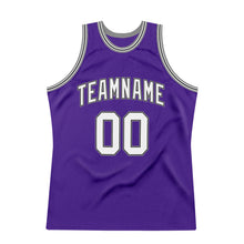 Load image into Gallery viewer, Custom Purple White-Silver Gray Authentic Throwback Basketball Jersey
