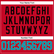 Load image into Gallery viewer, Custom Red Teal-Black Authentic Throwback Basketball Jersey
