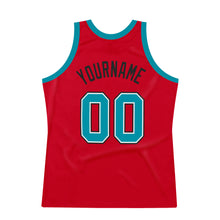 Load image into Gallery viewer, Custom Red Teal-Black Authentic Throwback Basketball Jersey
