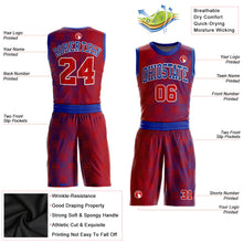 Load image into Gallery viewer, Custom Red Red-Royal Round Neck Sublimation Basketball Suit Jersey
