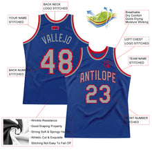 Load image into Gallery viewer, Custom Royal Silver Gray-Red Authentic Throwback Basketball Jersey
