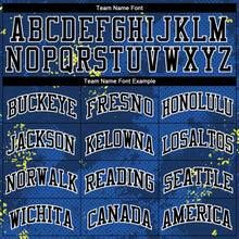 Load image into Gallery viewer, Custom Royal Black-Gold Round Neck Sublimation Basketball Suit Jersey
