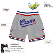 Load image into Gallery viewer, Custom Silver Gray Royal-Red Authentic Throwback Basketball Shorts
