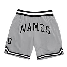 Load image into Gallery viewer, Custom Silver Gray Black-White Authentic Throwback Basketball Shorts
