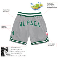 Load image into Gallery viewer, Custom Silver Gray Kelly Green-White Authentic Throwback Basketball Shorts

