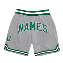 Load image into Gallery viewer, Custom Silver Gray Kelly Green-White Authentic Throwback Basketball Shorts
