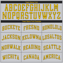 Load image into Gallery viewer, Custom Silver Gray Gold-Black Authentic Throwback Basketball Jersey
